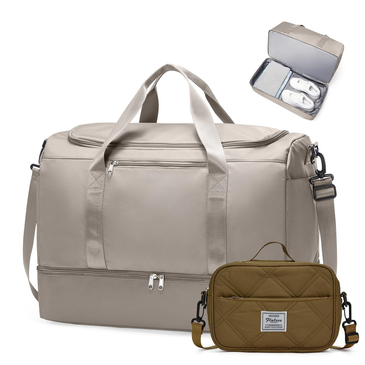Women's Large Weekender Duffle Bag with Shoe Compartment