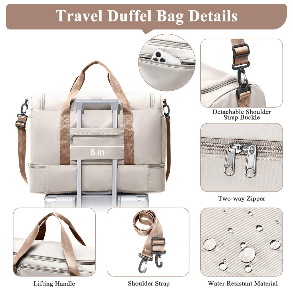 Women's Large Weekender Duffle Bag with Shoe Compartment