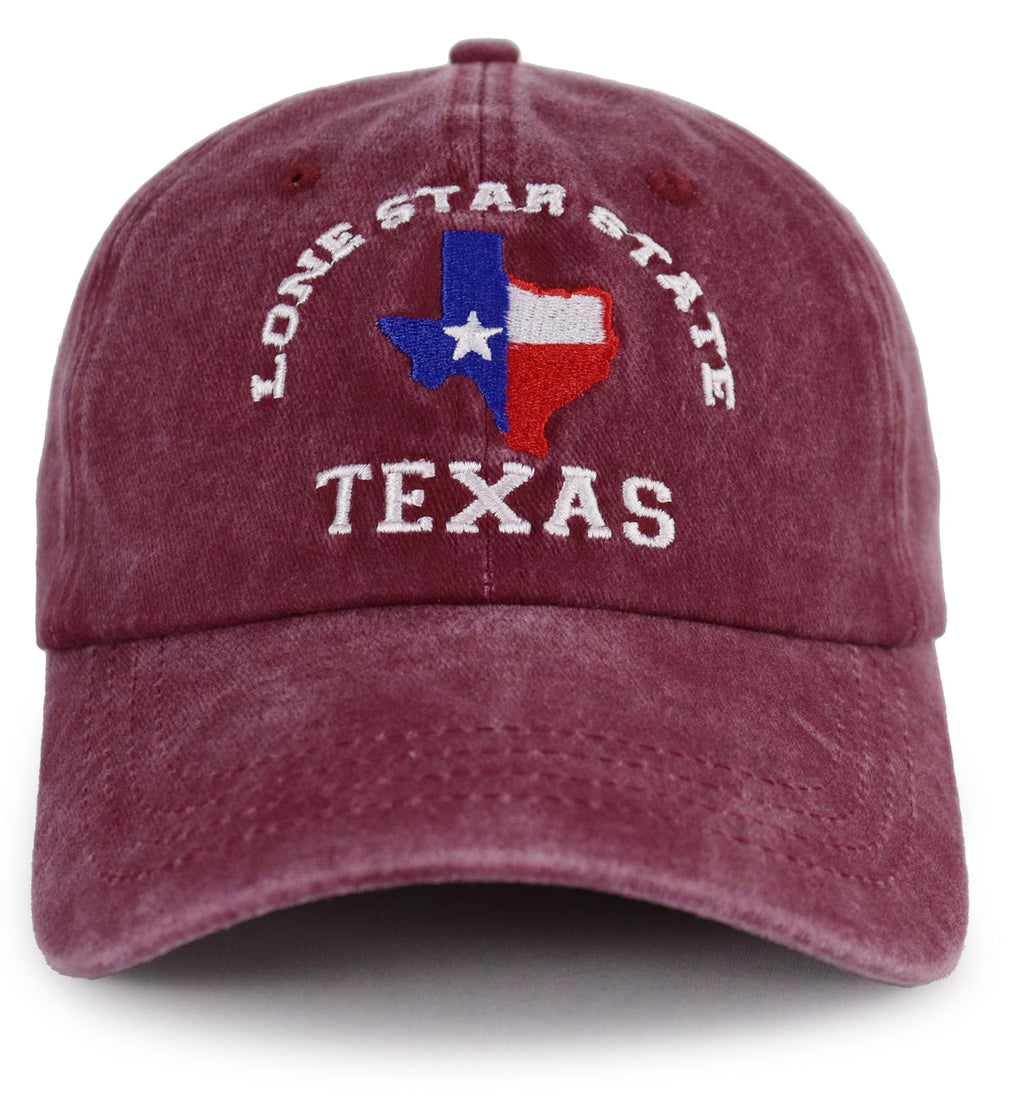 Texas Flag Embroidered Adjustable Cotton Baseball Cap
