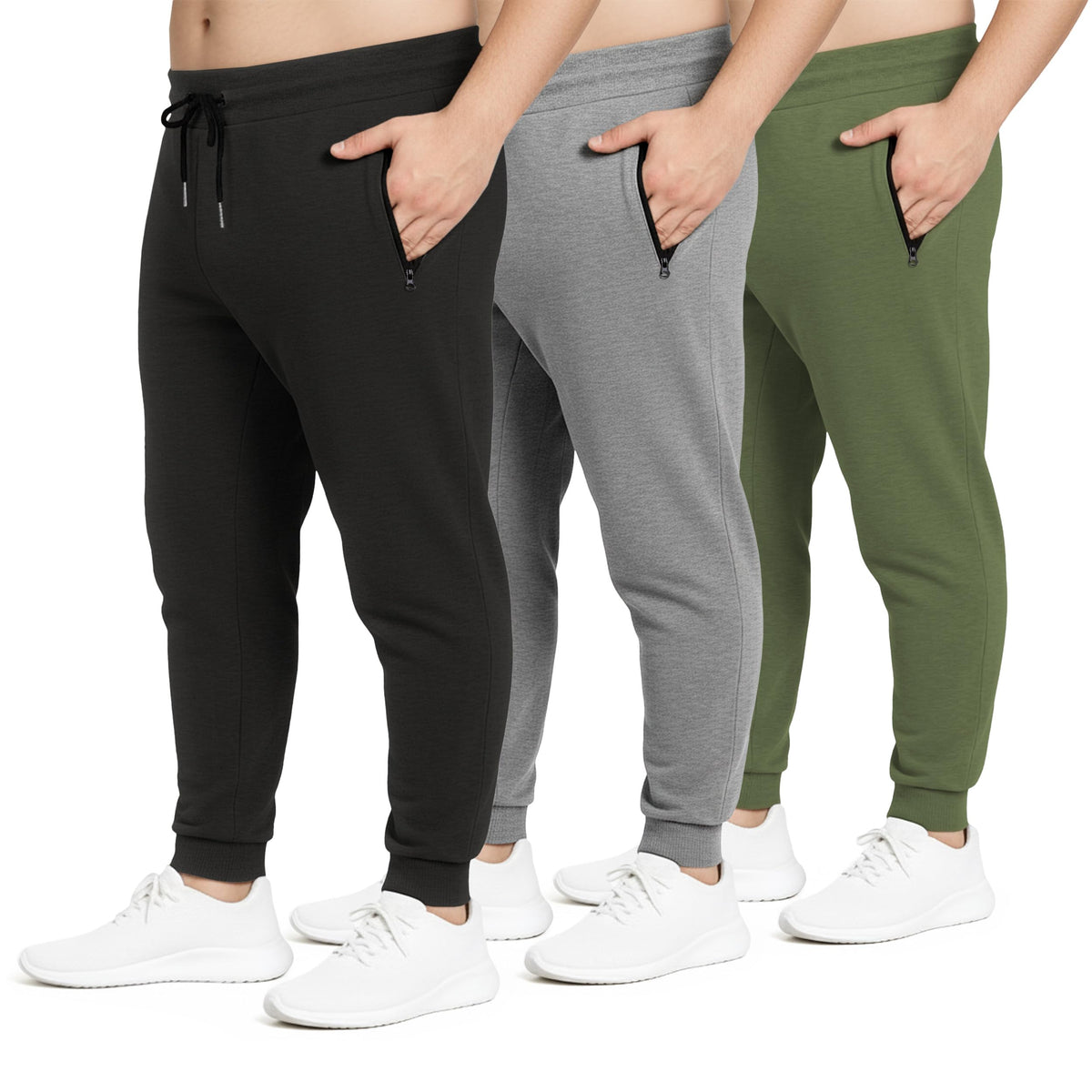 PURE CHAMP Men's Fleece Athletic Jogger Sweatpants 3-Pack