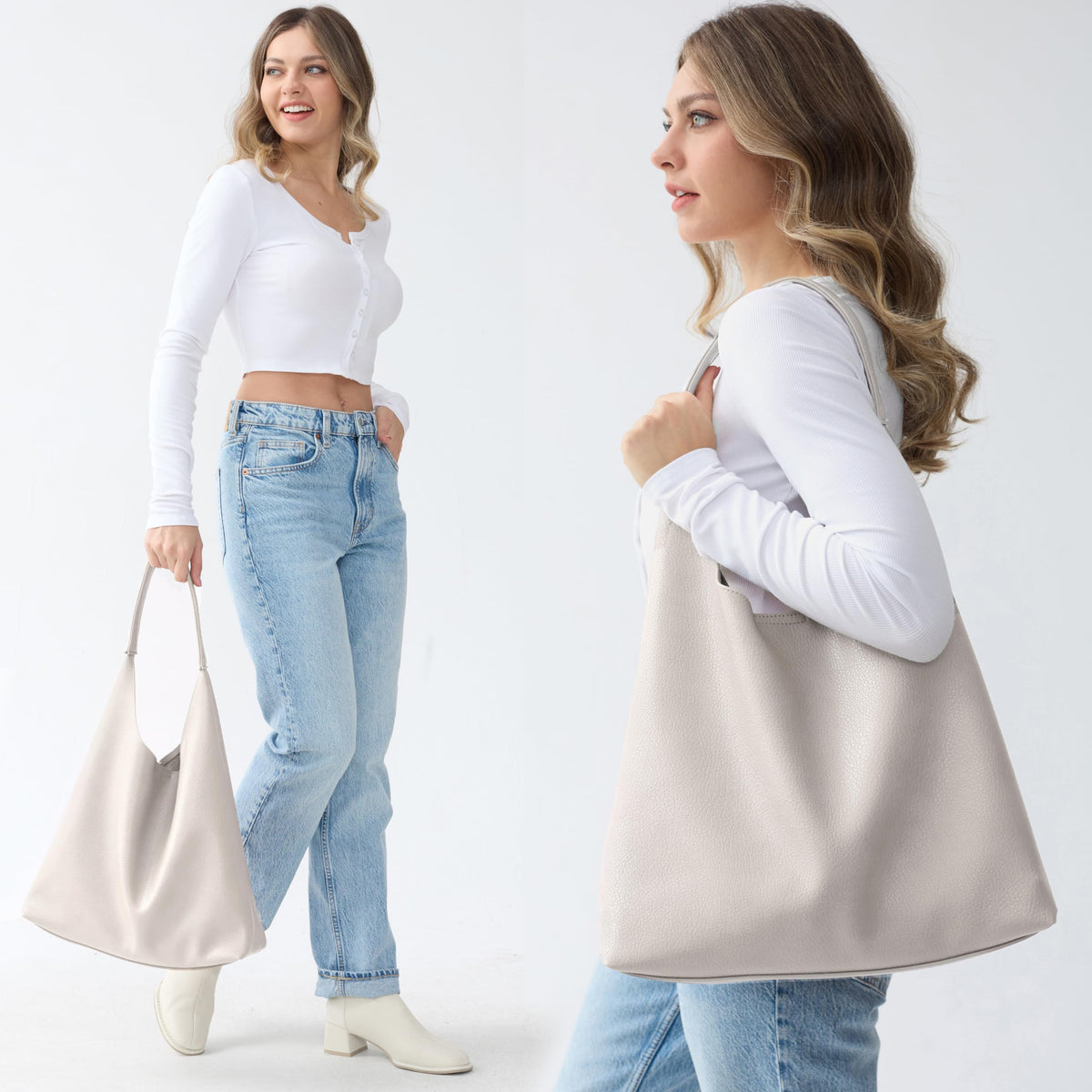 Women's Soft Vegan Leather Slouchy Hobo Shoulder Bag