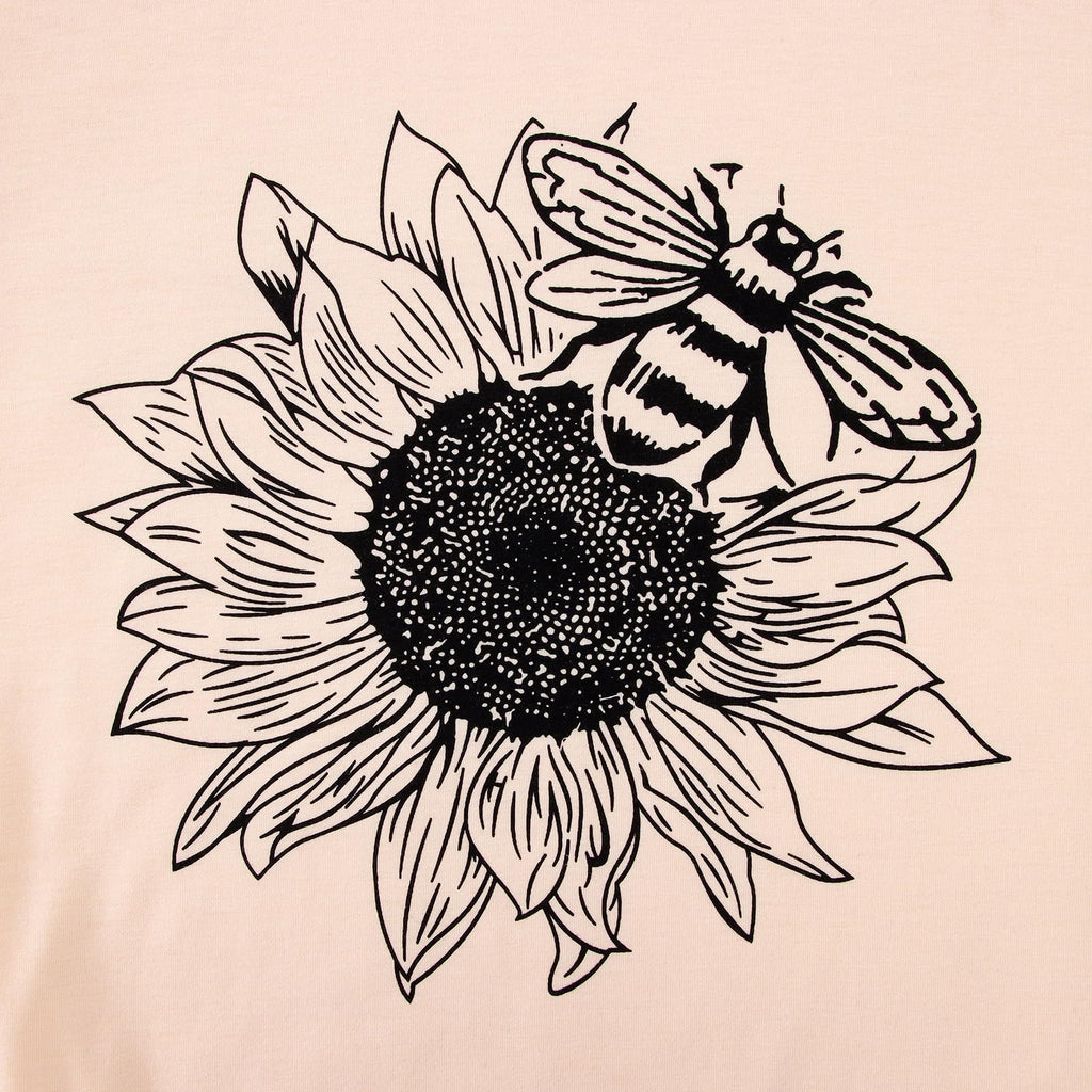 GLIGLITTR Women's Sunflower Graphic Crew-Neck T-Shirt