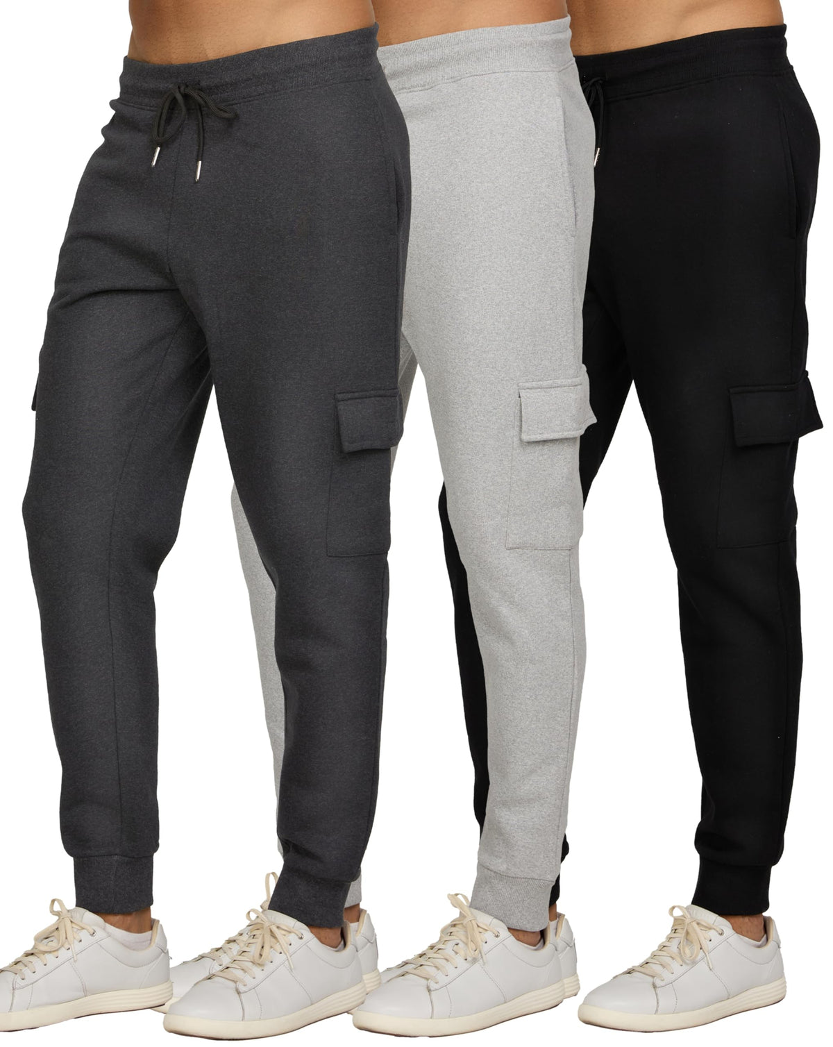 PURE CHAMP Men's Fleece Athletic Jogger Sweatpants 3-Pack