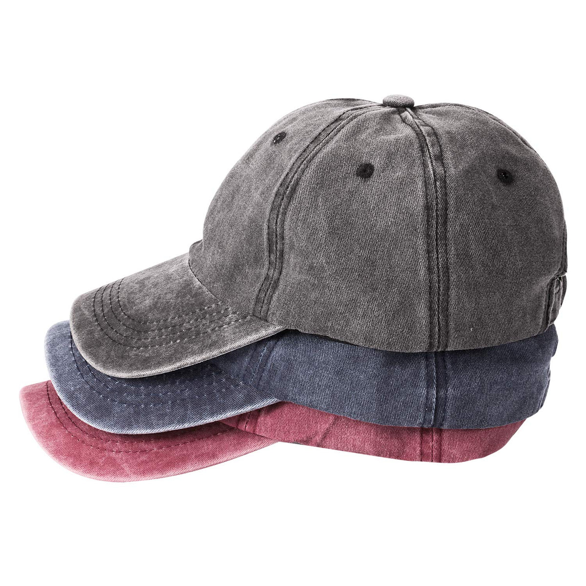 Washed Cotton Adjustable Dad Baseball Caps 3-Pack