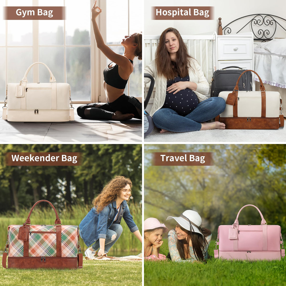 Women's 21-Inch Canvas Weekender Duffel Bag with Shoe Compartment