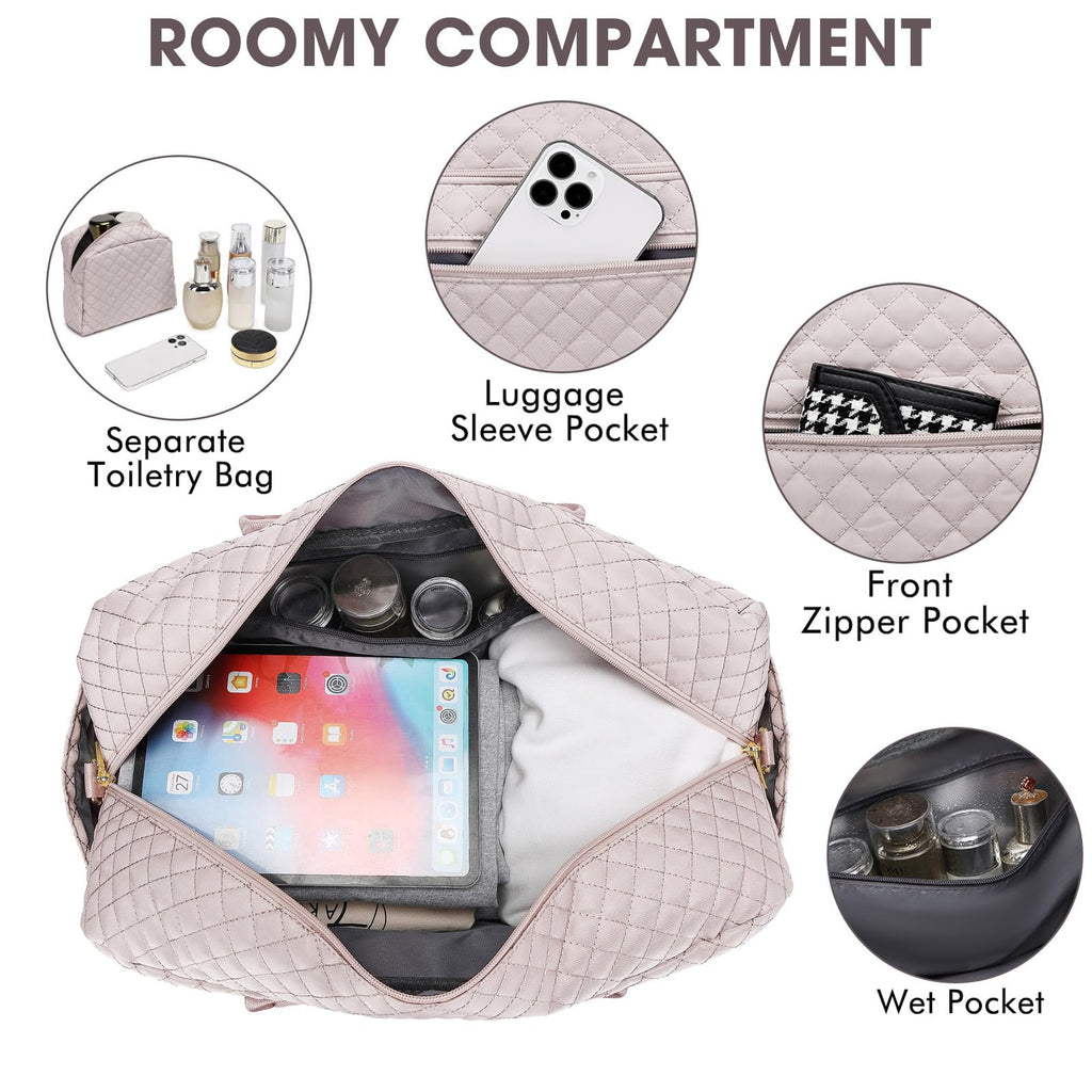 Women's Large Weekender Travel Duffle Bag with Wet Pocket