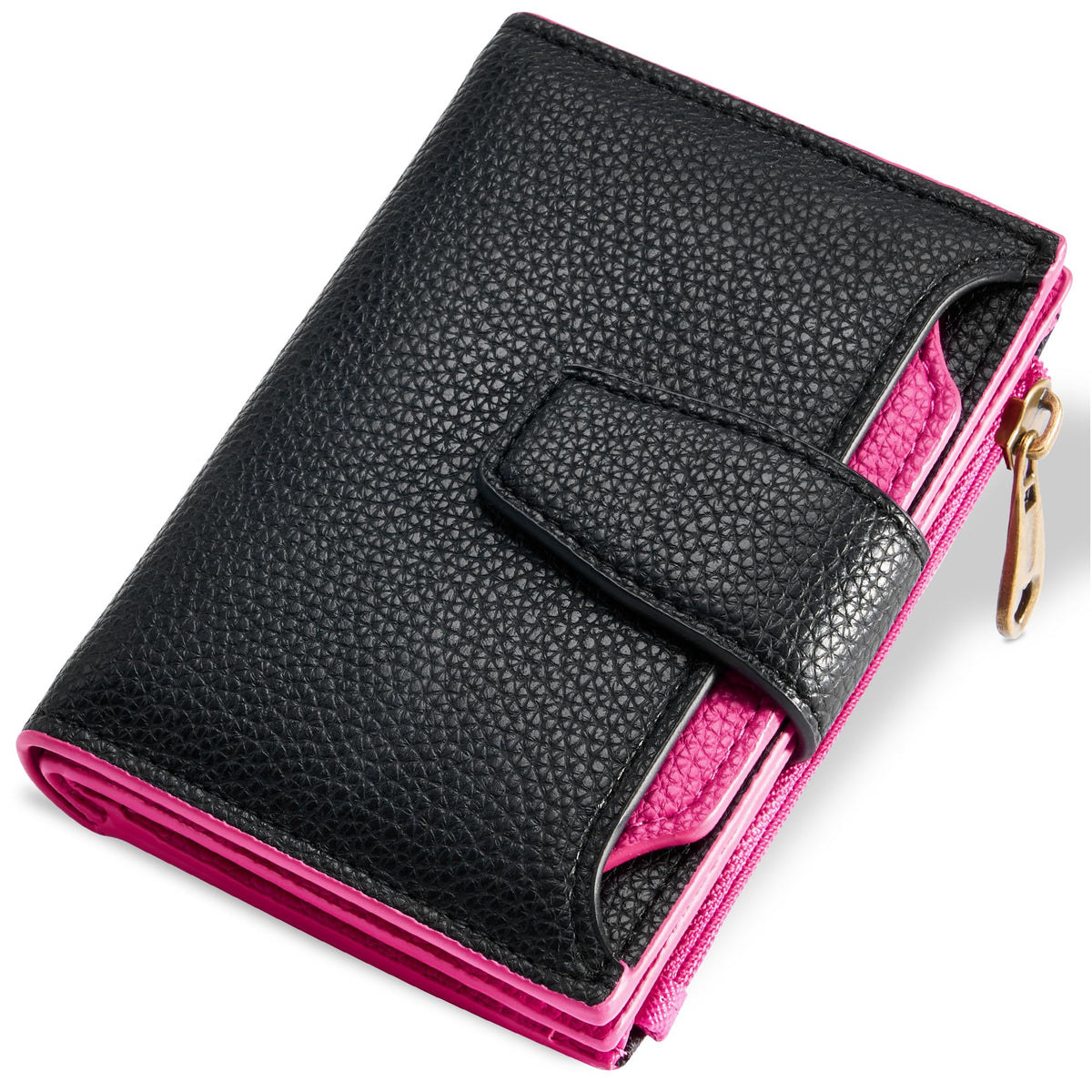 Women's Compact RFID Bifold Leather Wallet with ID Window