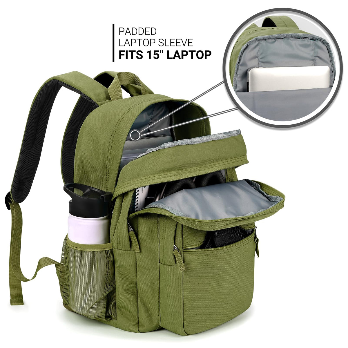 ZORFIN 26L Water-Resistant College and Travel Backpack