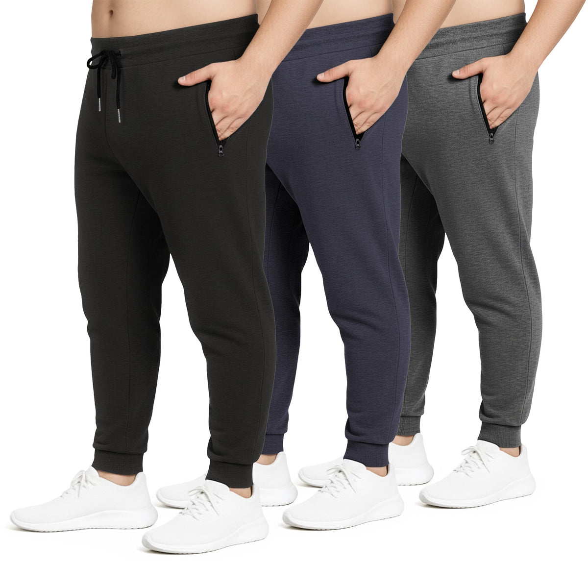PURE CHAMP Men's Fleece Athletic Jogger Sweatpants 3-Pack