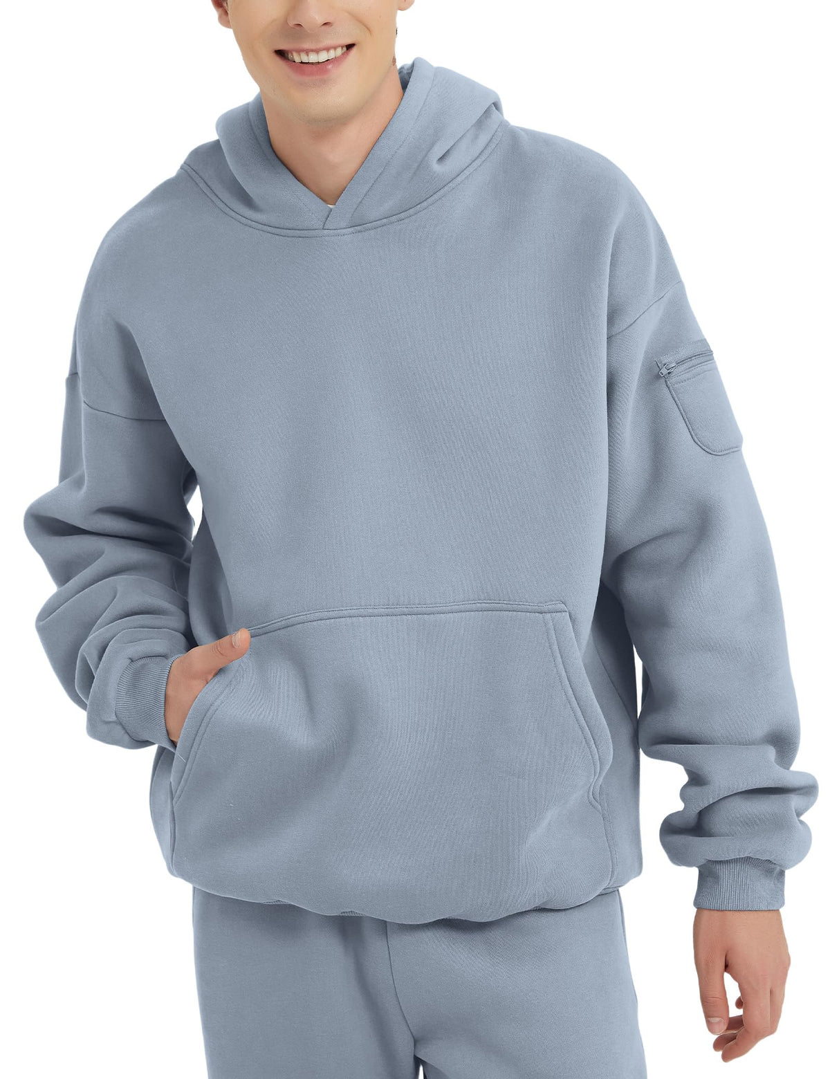 FAIABLE Men's Relaxed Fit Fleece Hoodie with Zipper Pockets
