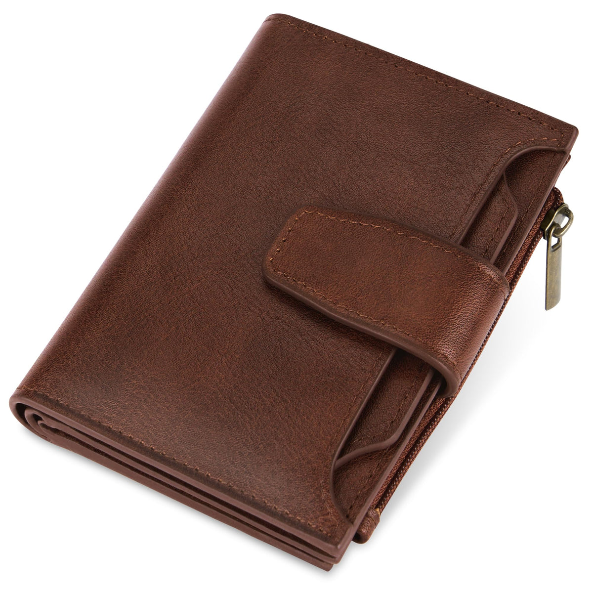 Women's Compact RFID Bifold Leather Wallet with ID Window