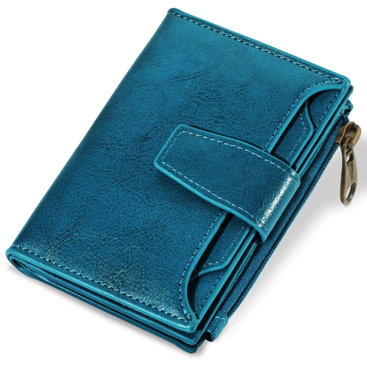 Women's Compact RFID Bifold Leather Wallet with ID Window