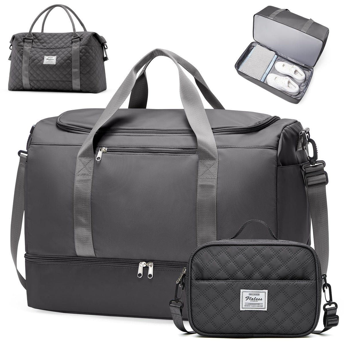 Women's Large Weekender Duffle Bag with Shoe Compartment
