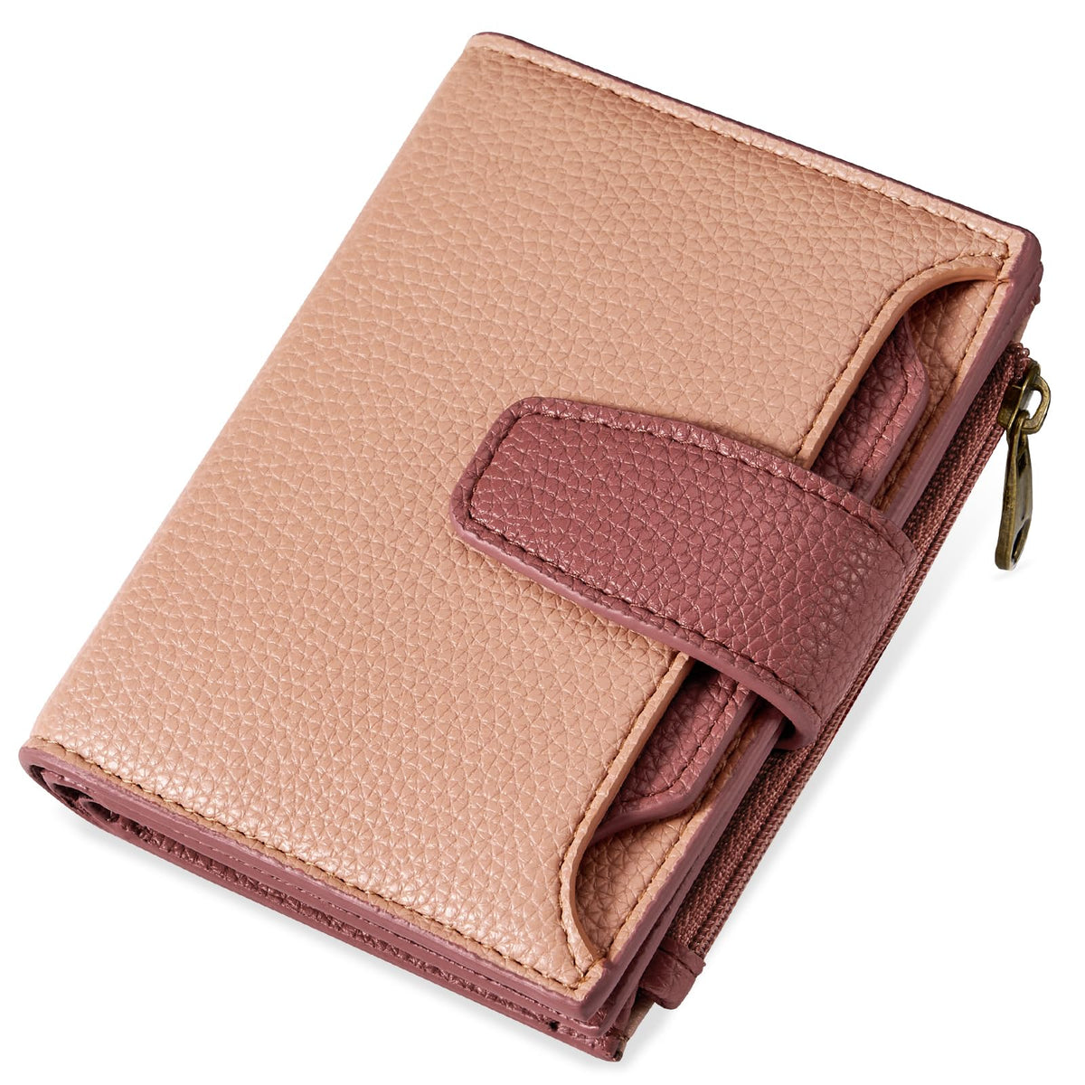 Women's Compact RFID Bifold Leather Wallet with ID Window