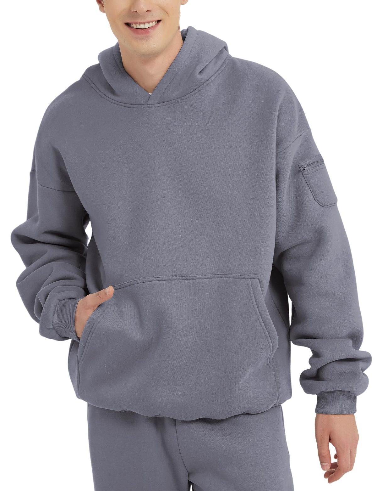 FAIABLE Men's Relaxed Fit Fleece Hoodie with Zipper Pockets