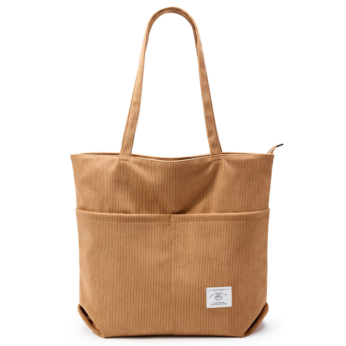 KALIDI Women's Large Corduroy Zipper Tote Shoulder Bag