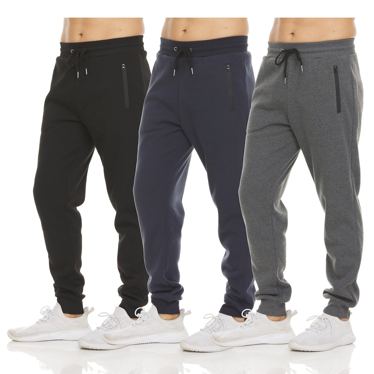 PURE CHAMP Men's Fleece Athletic Jogger Sweatpants 3-Pack