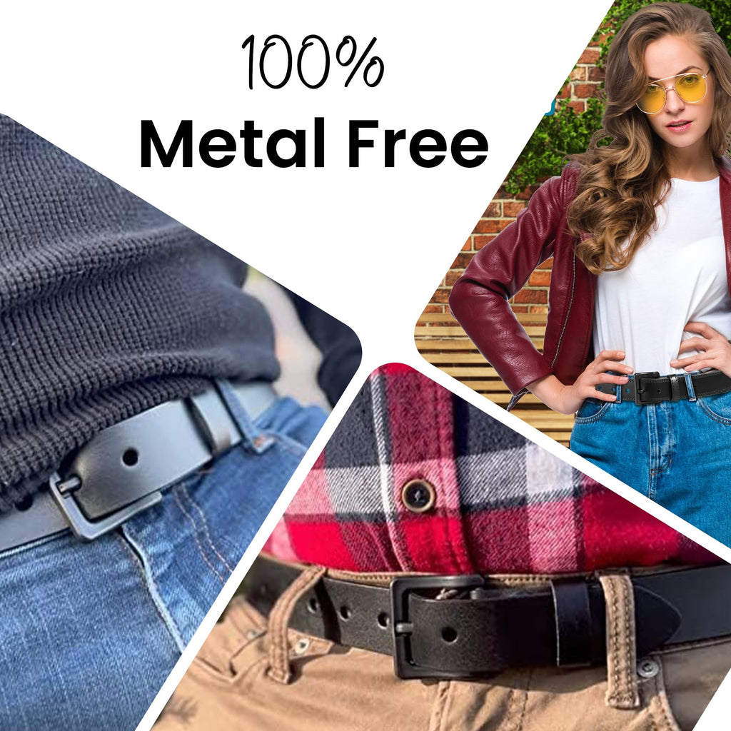 Unisex 35mm Italian Leather Metal-Free Travel Belt