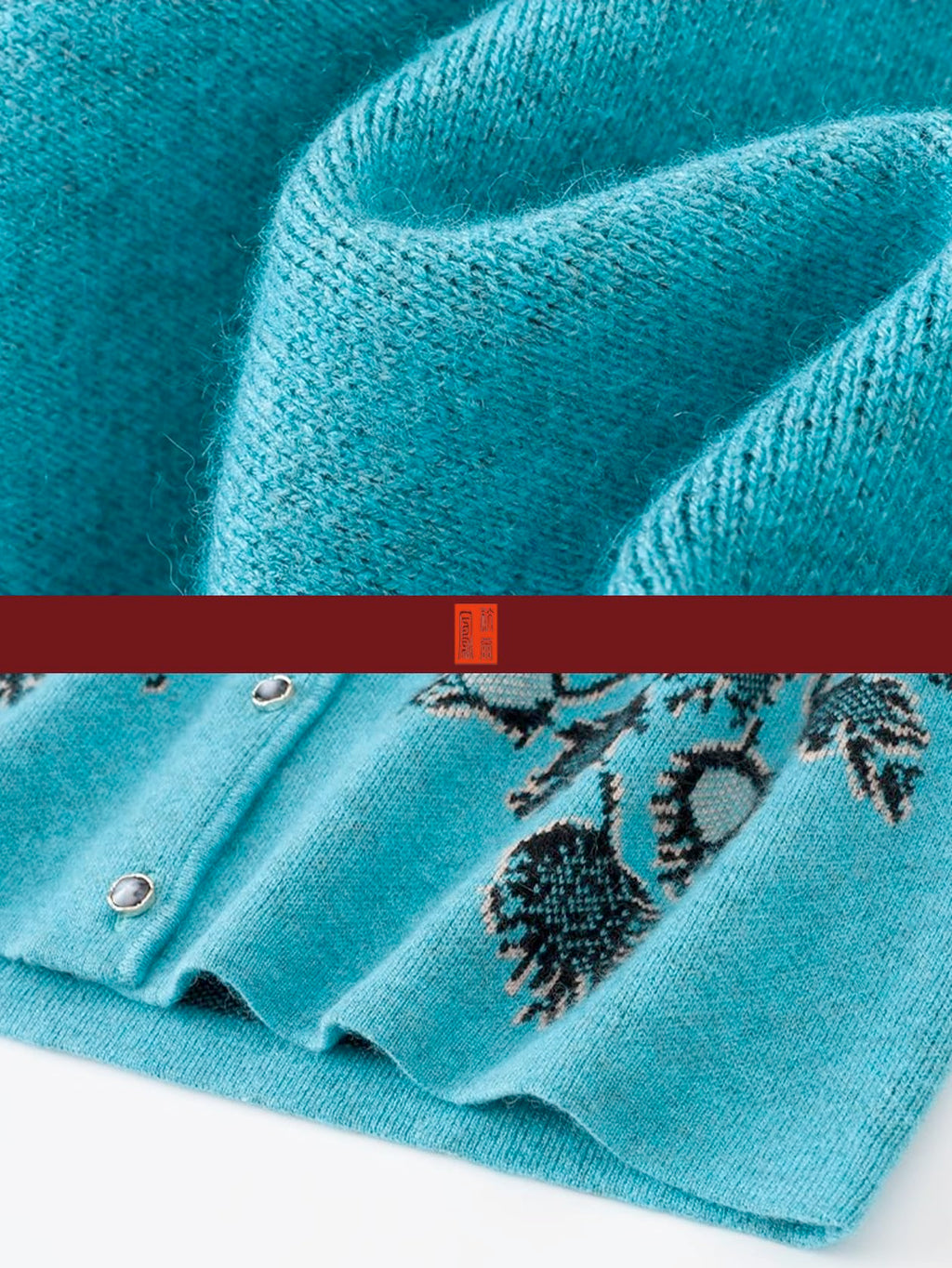 Women's Thickened Wool Jacquard Knit Cardigan - Blue