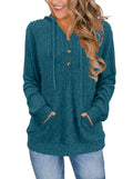 XMTOPYE Women's Henley Neck Pullover Hoodie Sweater