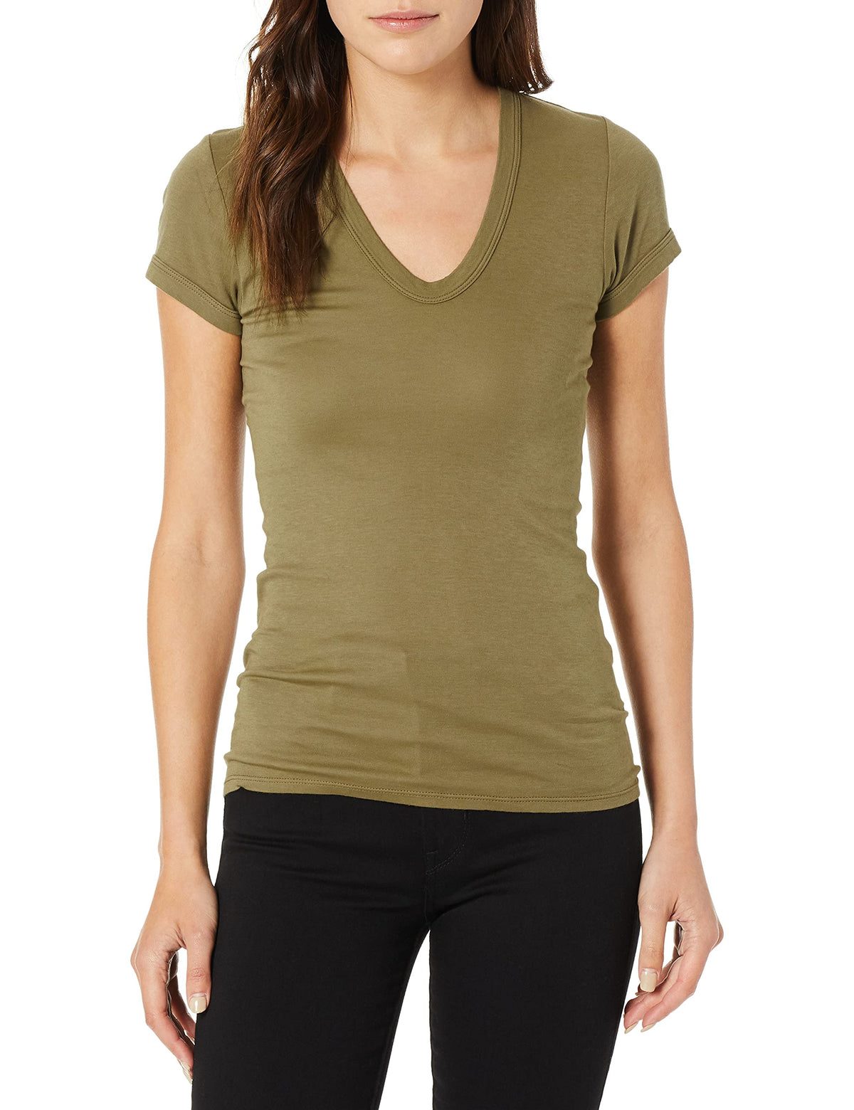 Enza Costa Women's Supima Cotton Cap-Sleeve U-Neck T-Shirt