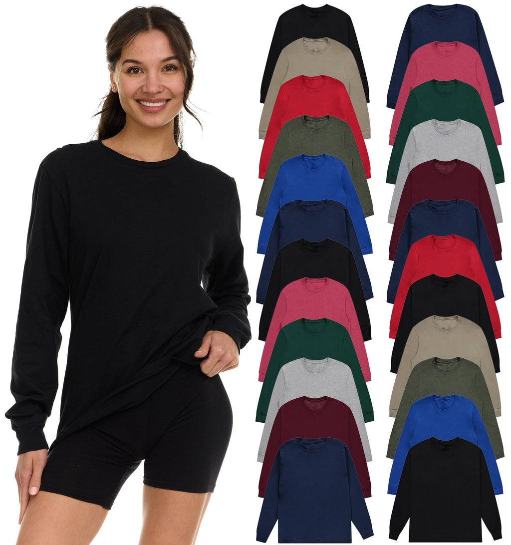 BILLIONHATS Women's Oversized Long-Sleeve T-Shirts 24-Pack
