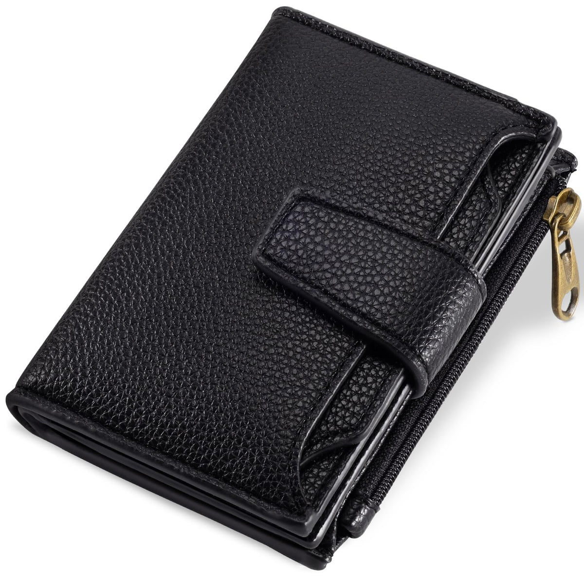 Women's Compact RFID Bifold Leather Wallet with ID Window