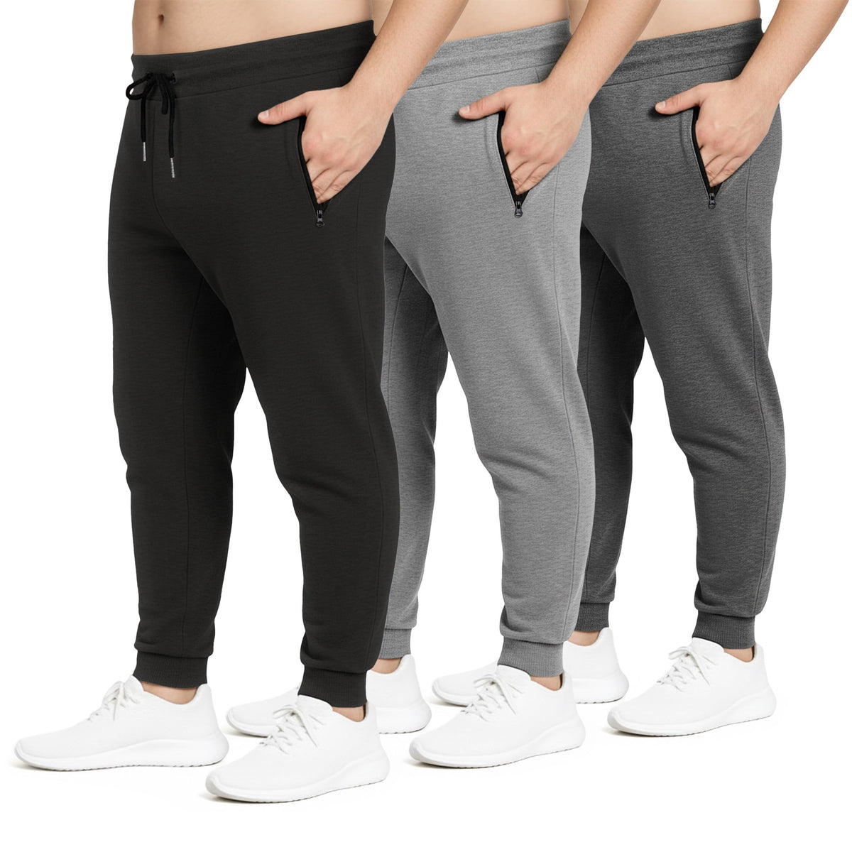 PURE CHAMP Men's Fleece Athletic Jogger Sweatpants 3-Pack