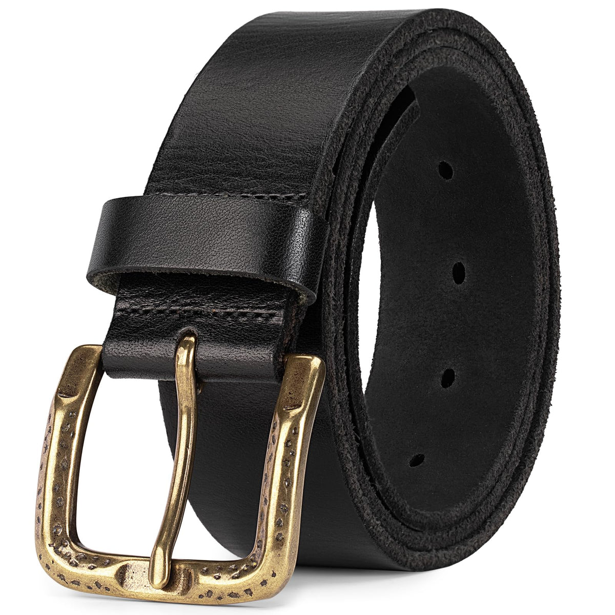 Men's Heavy-Duty Full Grain Leather Work Belt with Buckle