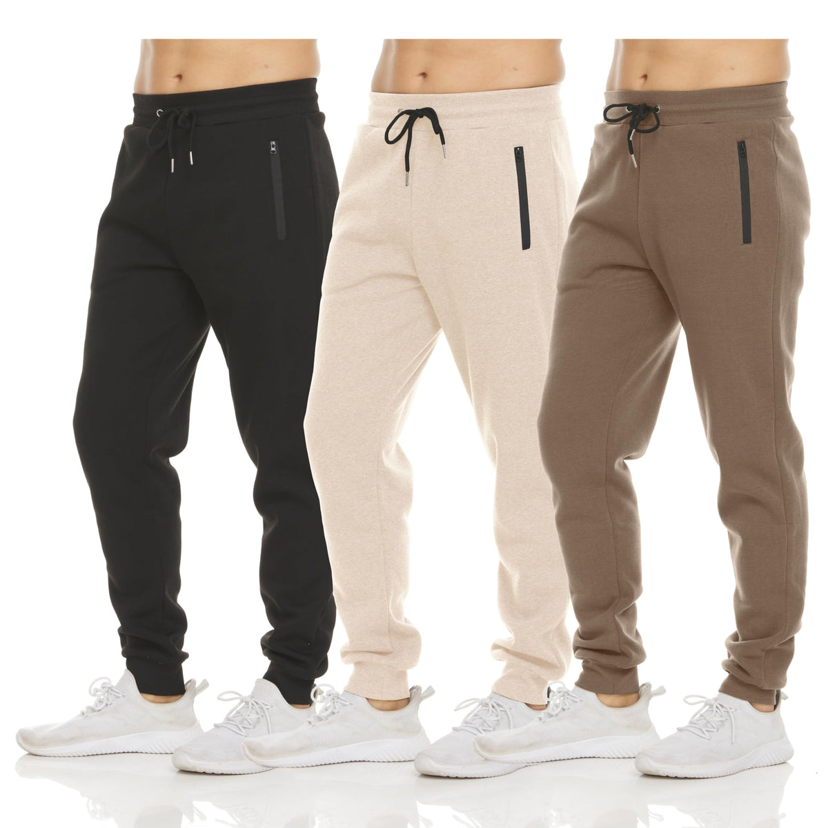PURE CHAMP Men's Fleece Athletic Jogger Sweatpants 3-Pack