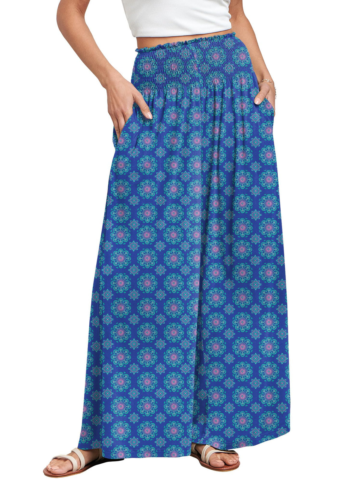 ANRABESS Women's Casual Wide-Leg Palazzo Pants with Pockets