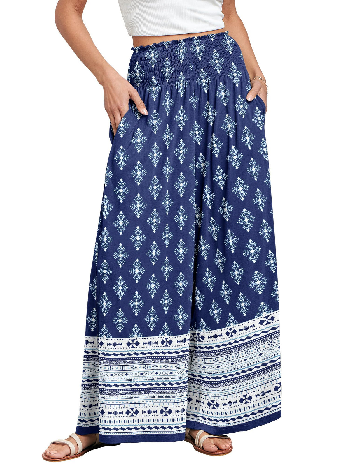 ANRABESS Women's Casual Wide-Leg Palazzo Pants with Pockets