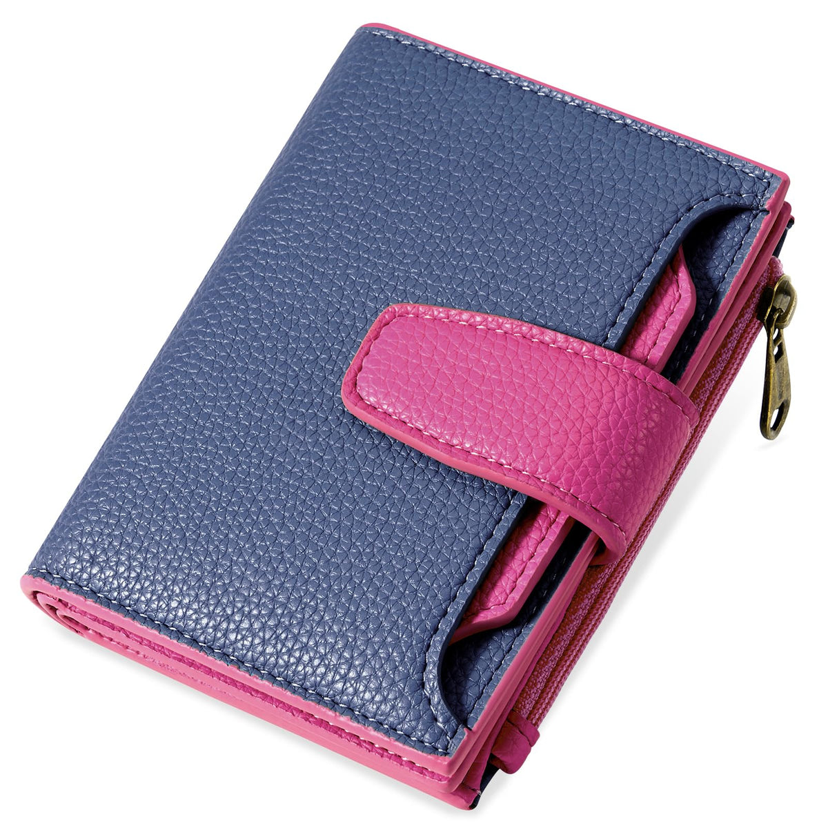 Women's Compact RFID Bifold Leather Wallet with ID Window