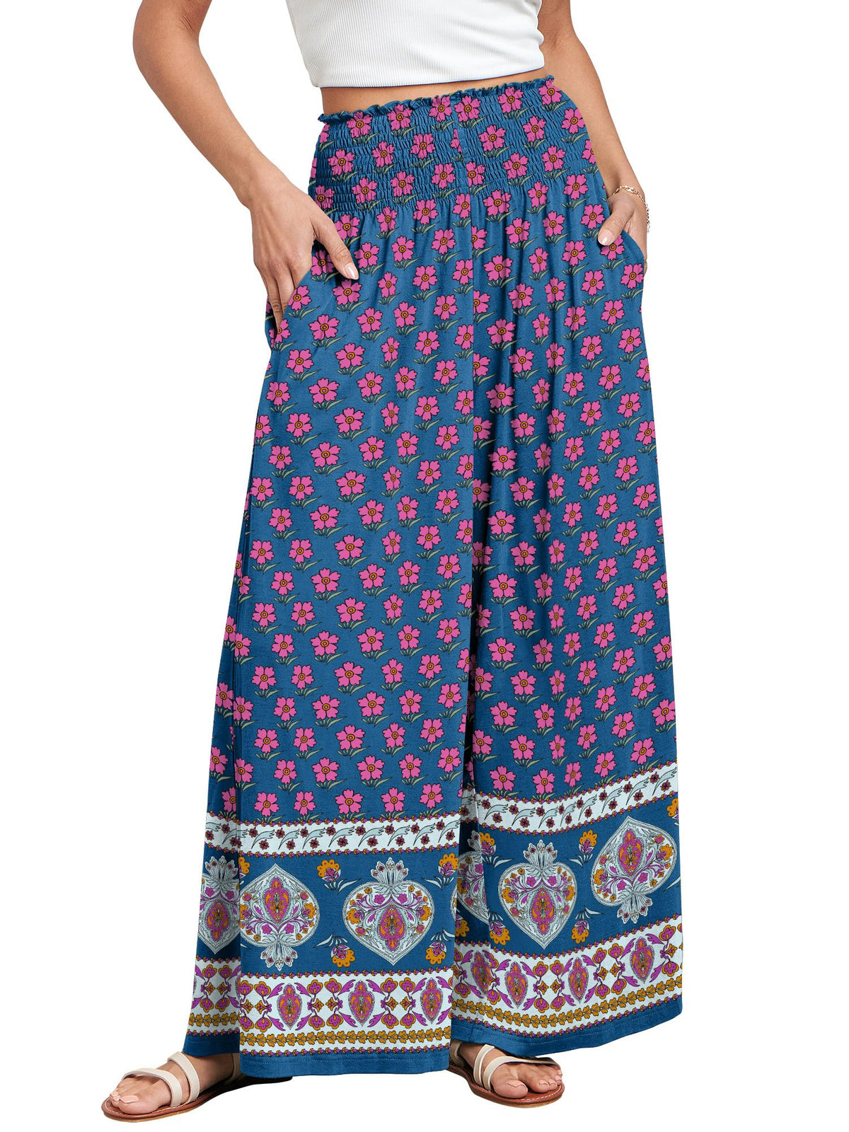 ANRABESS Women's Casual Wide-Leg Palazzo Pants with Pockets