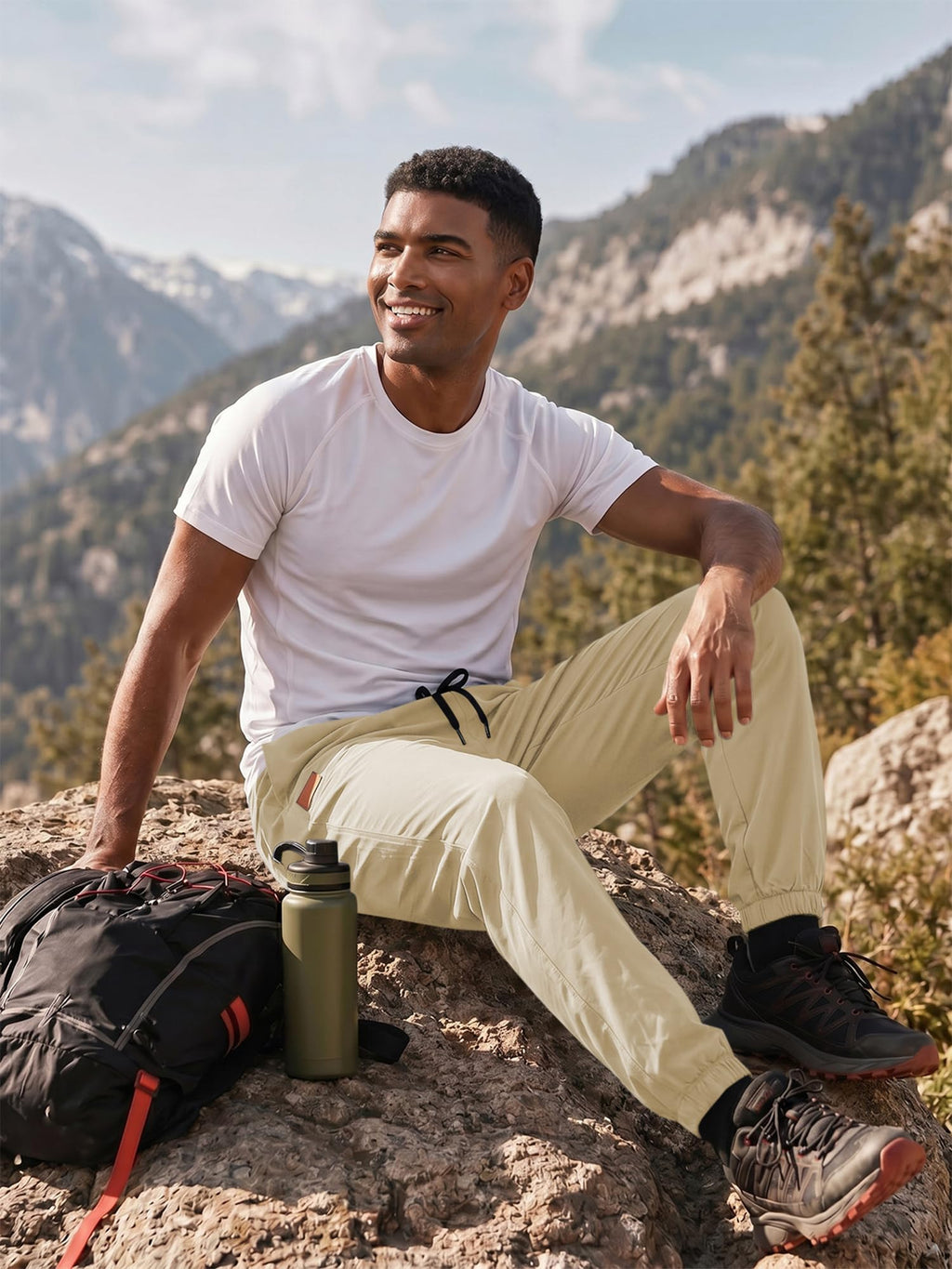 JMIERR Men's Cotton Stretch Twill Athletic Jogger Pants