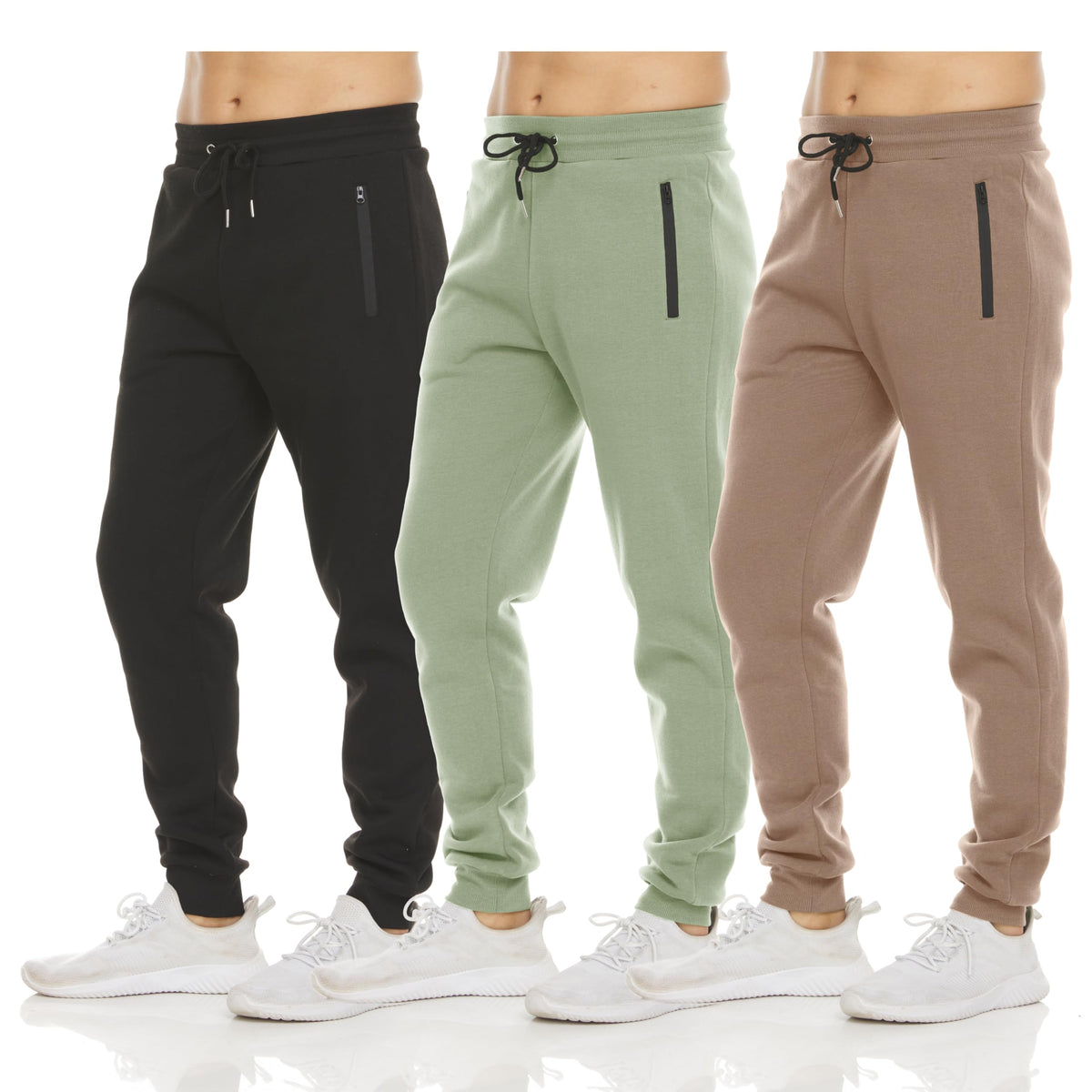 PURE CHAMP Men's Fleece Athletic Jogger Sweatpants 3-Pack