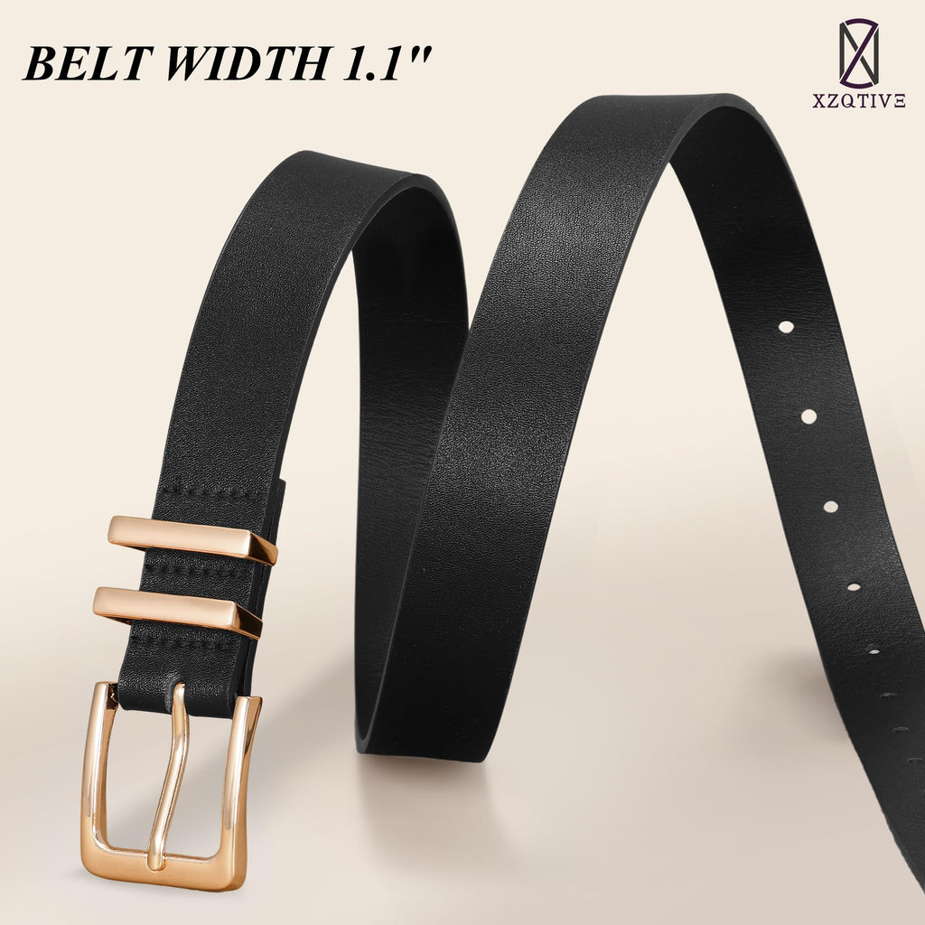 Women's Leather Waist Belts with Gold Buckle 3-Pack