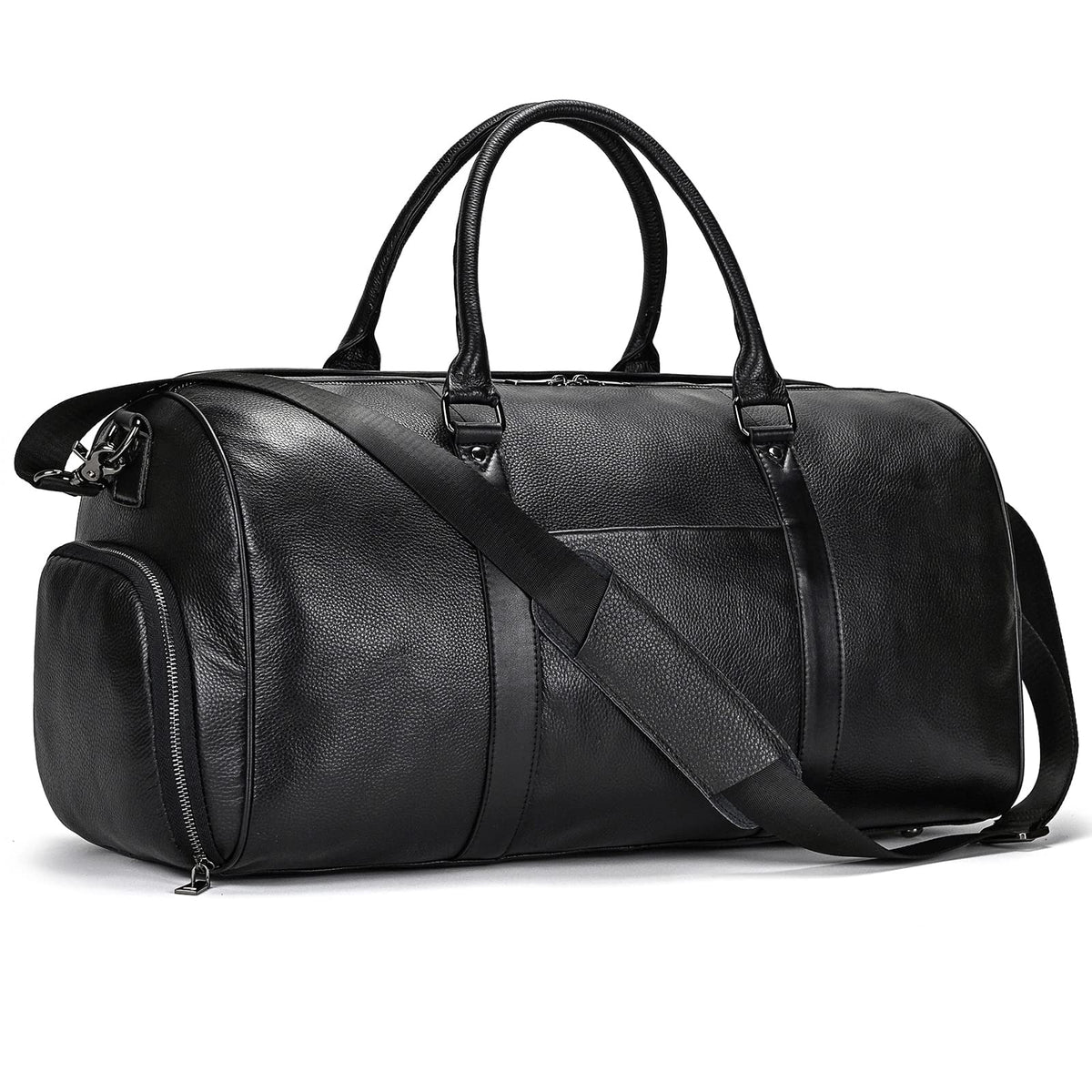 Men's Genuine Leather Weekender Travel Bag with Multi Compartments