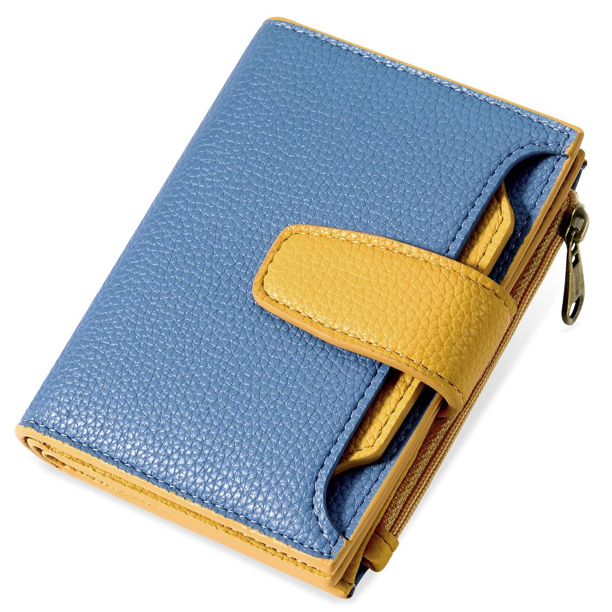 Women's Compact RFID Bifold Leather Wallet with ID Window