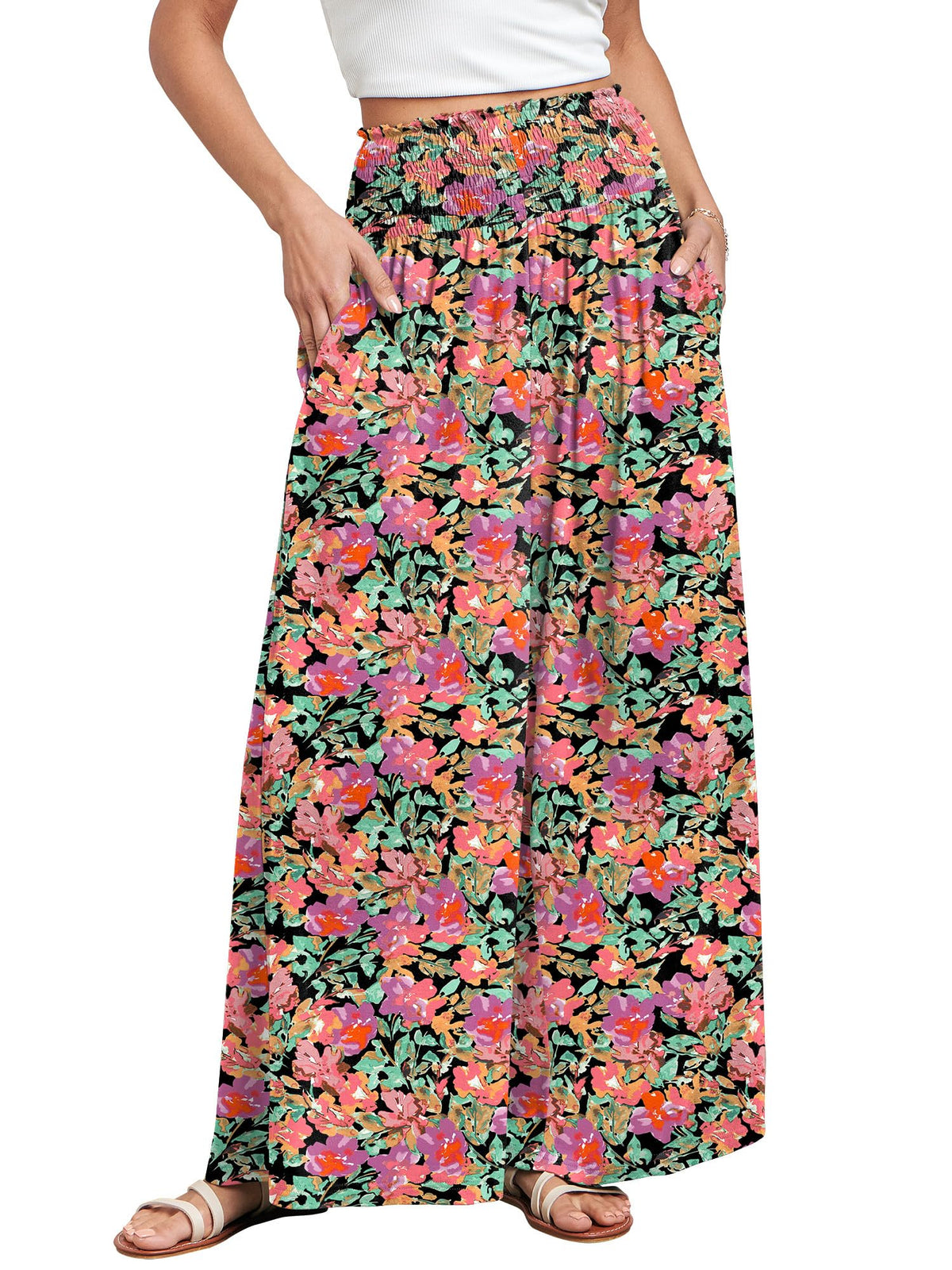 ANRABESS Women's Casual Wide-Leg Palazzo Pants with Pockets