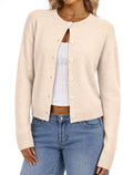 DLOODA Women's Cropped Crew Neck Cardigan Sweater
