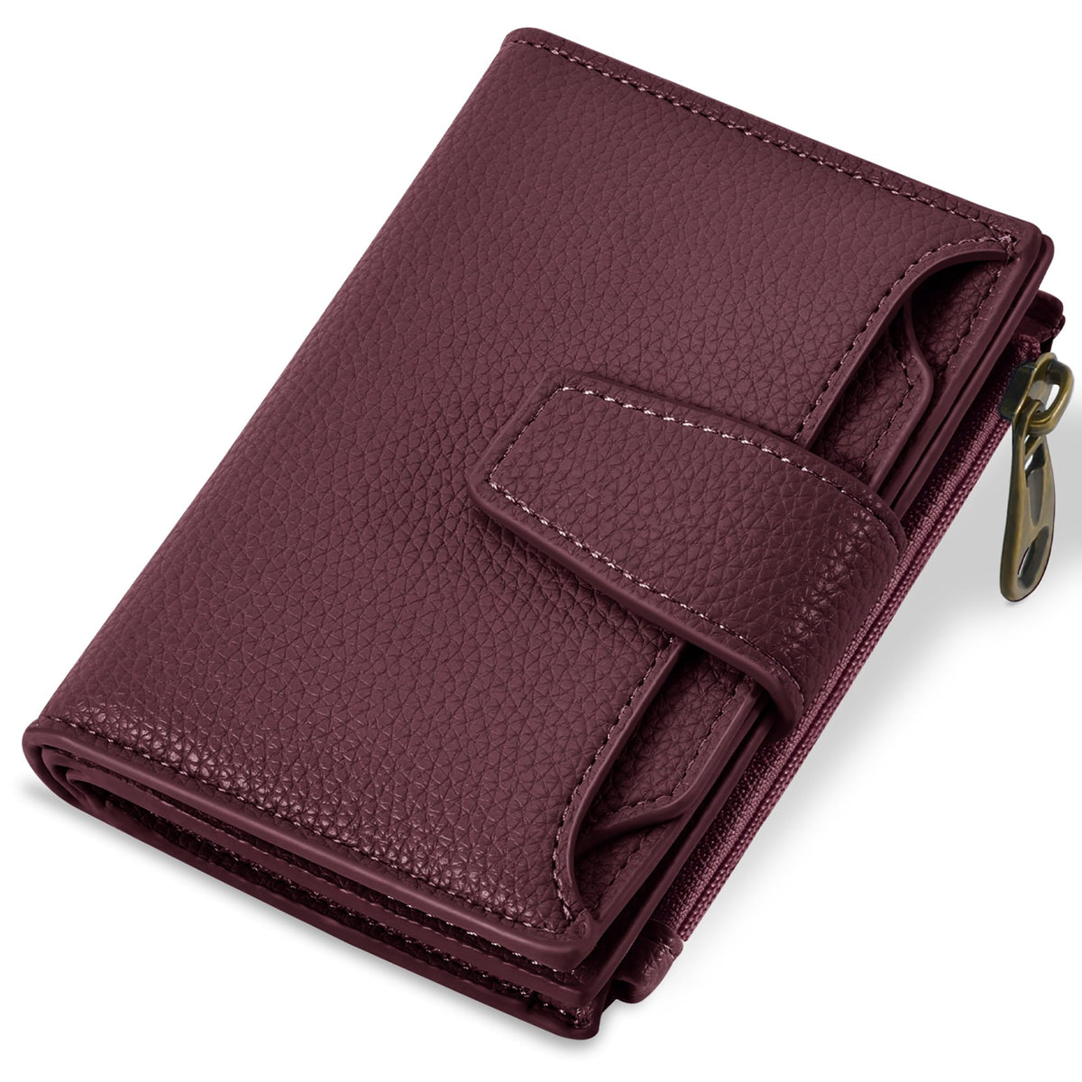 Women's Compact RFID Bifold Leather Wallet with ID Window
