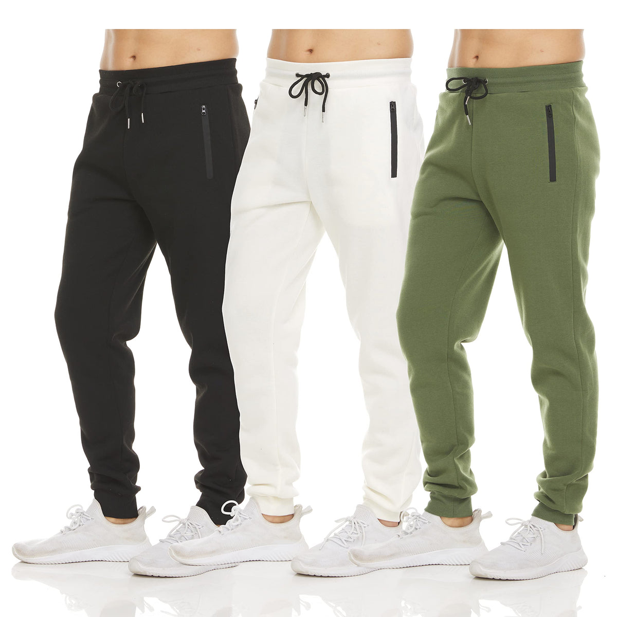 PURE CHAMP Men's Fleece Athletic Jogger Sweatpants 3-Pack