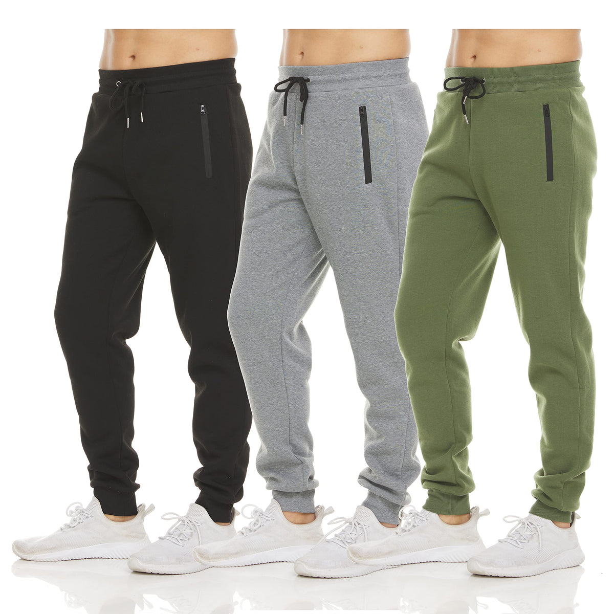PURE CHAMP Men's Fleece Athletic Jogger Sweatpants 3-Pack