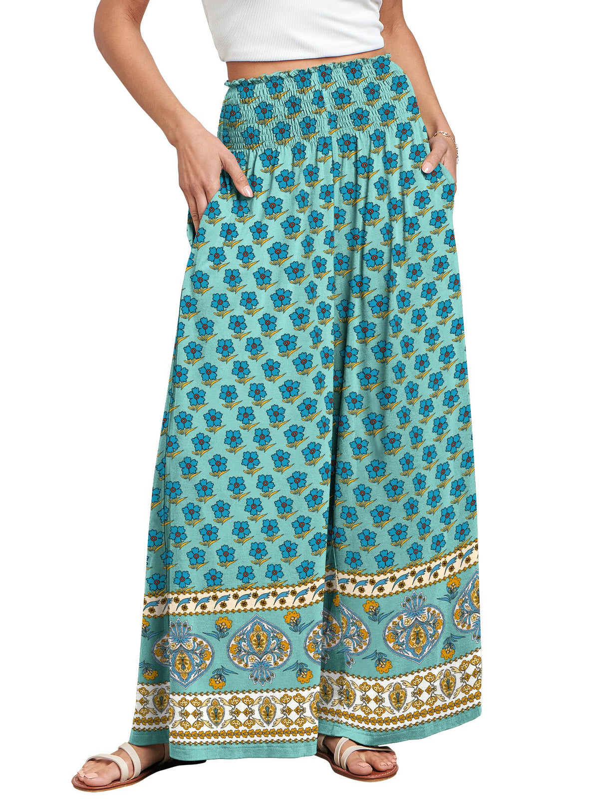 ANRABESS Women's Casual Wide-Leg Palazzo Pants with Pockets