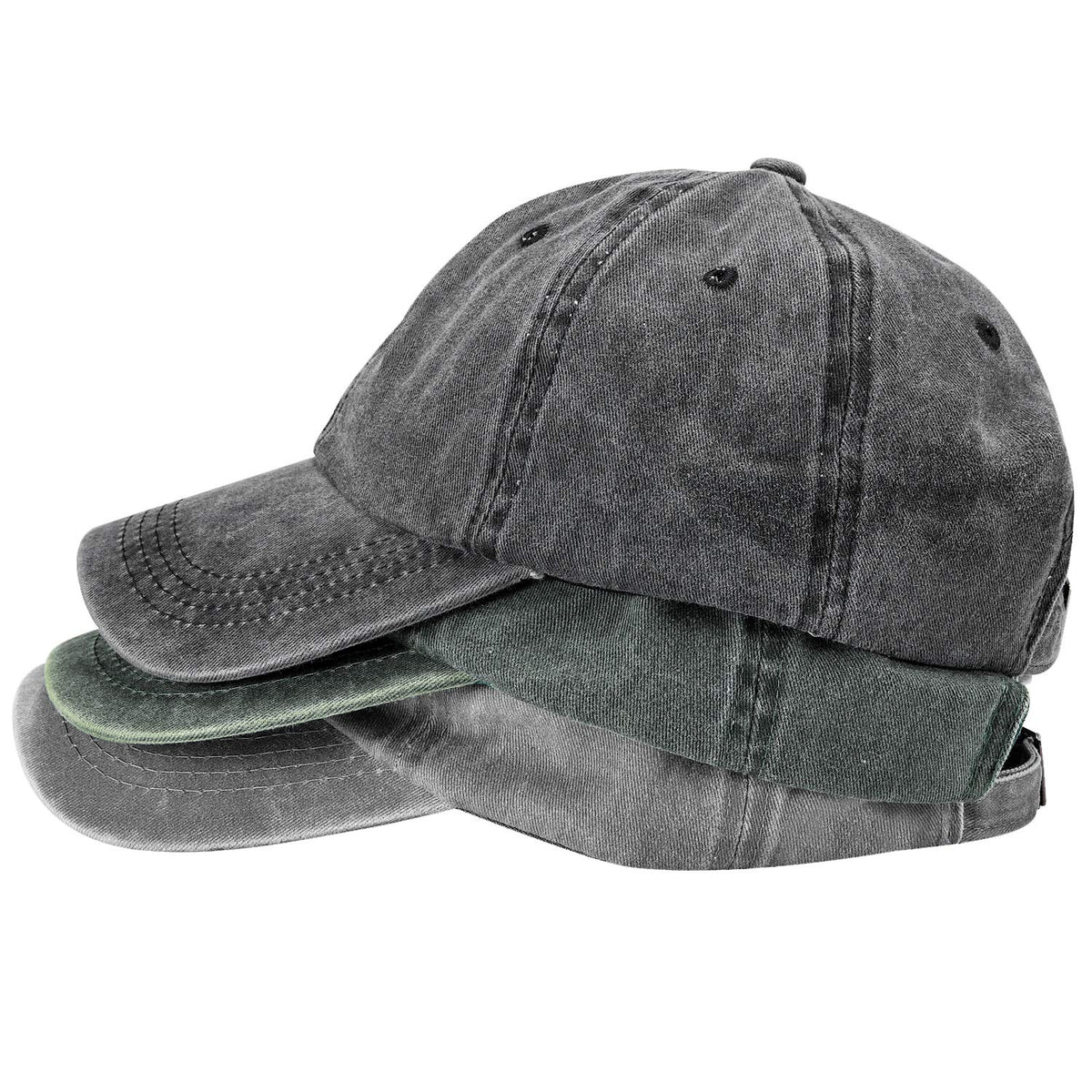 Washed Cotton Adjustable Dad Baseball Caps 3-Pack