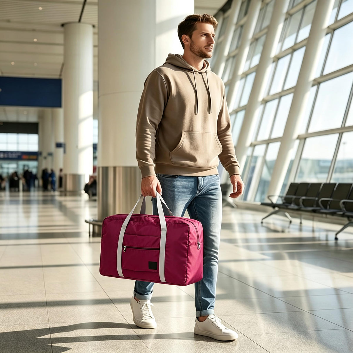 Foldable Lightweight Weekender Duffle Bag with Shoulder Strap