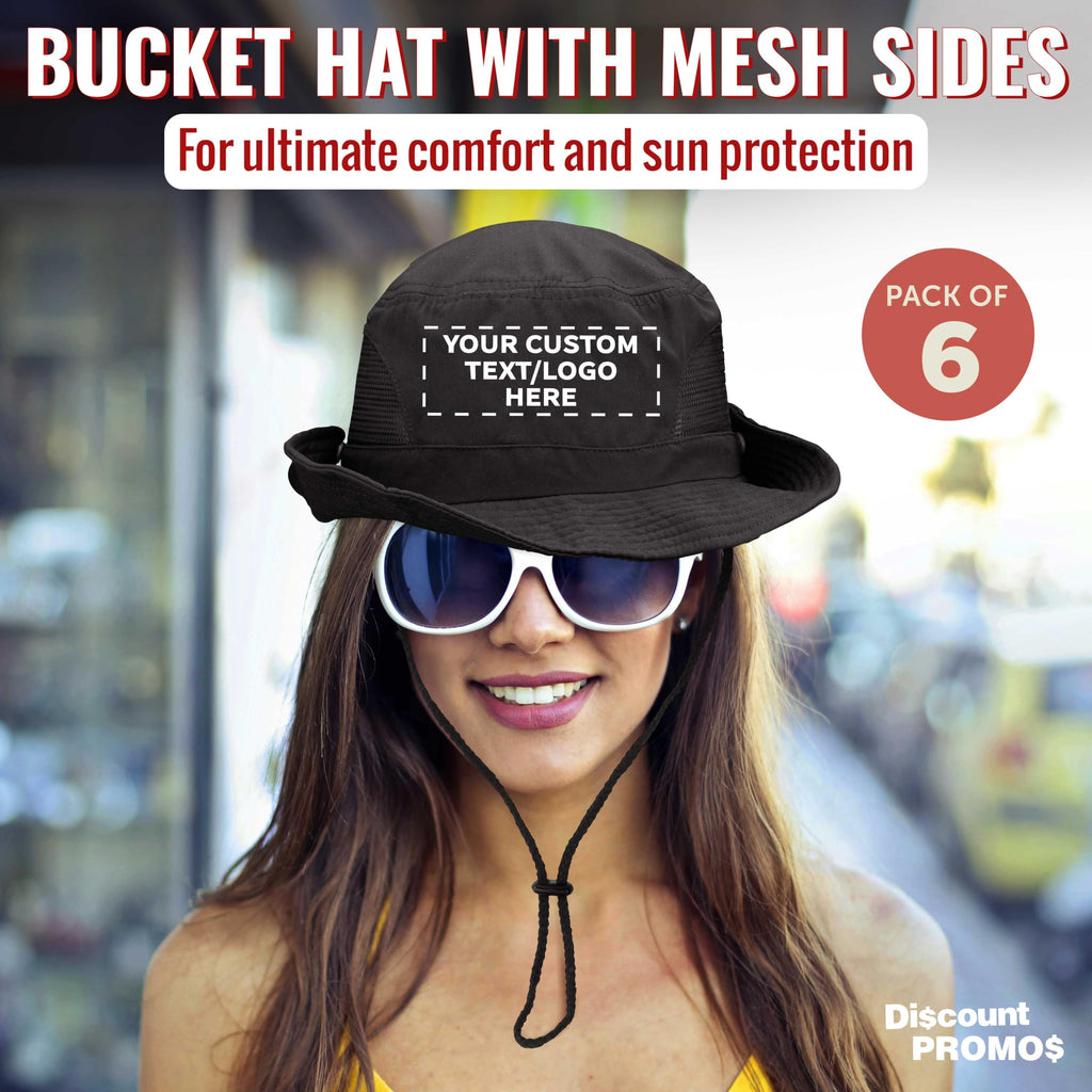 Unisex Custom Embroidered Mesh Bucket Hat Set