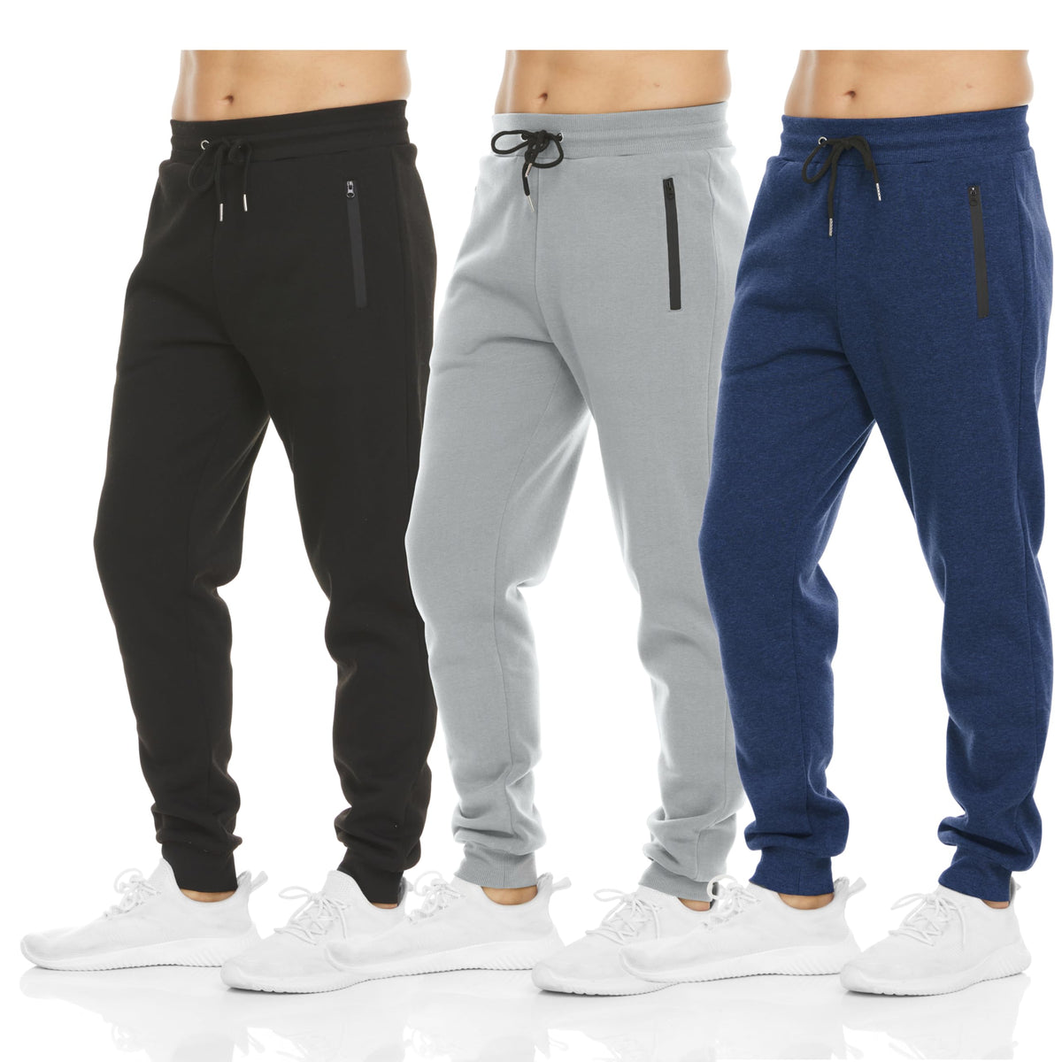 PURE CHAMP Men's Fleece Athletic Jogger Sweatpants 3-Pack
